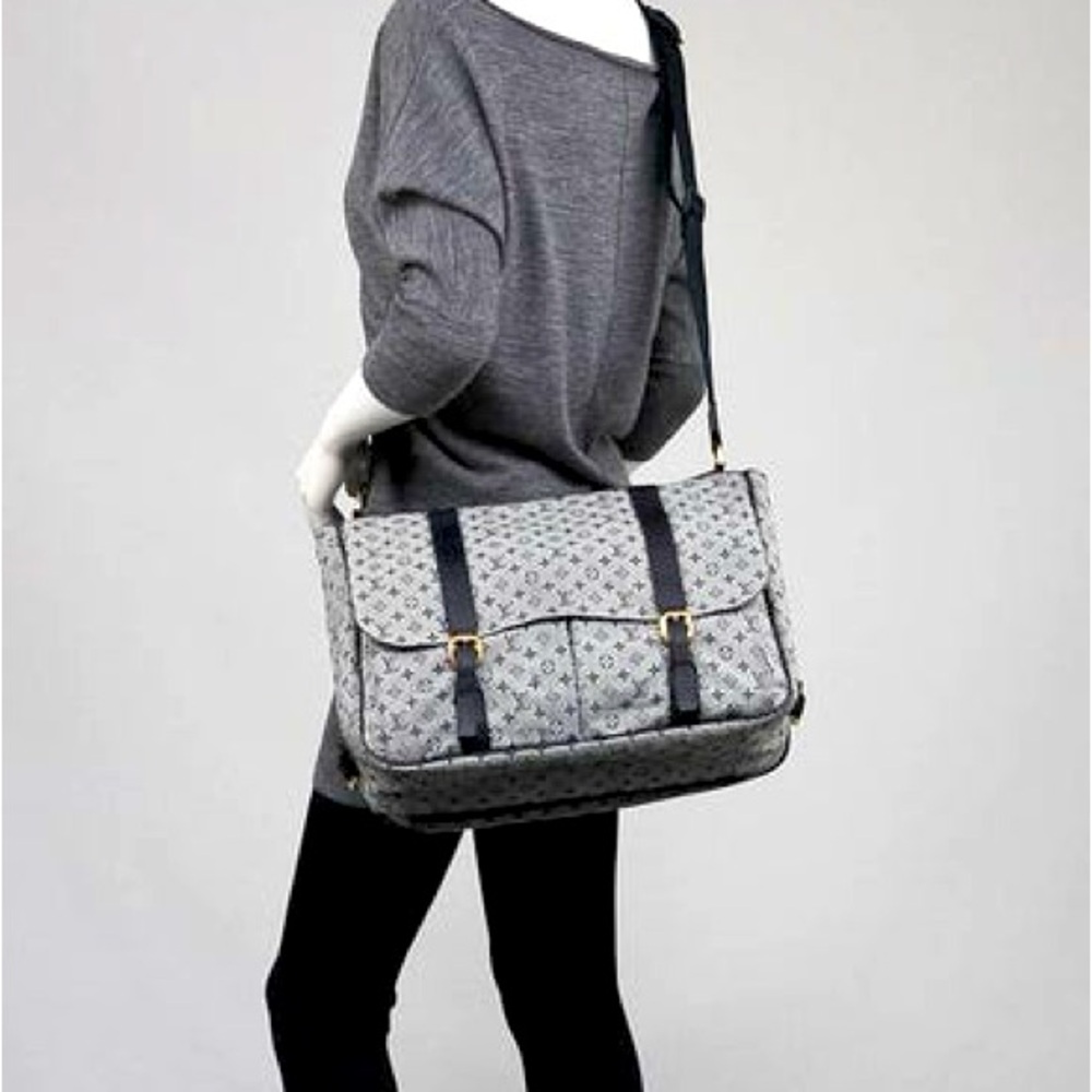 LOUIS VUITTON 100% Authentic 
Blue Monogram Mini Lin Sac A Langer Diaper Bag